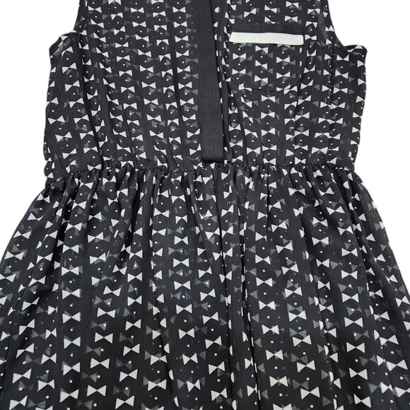 NEW Forever 21 Black and White Sheer Dress Bowtie Pattern L - Picture 3 of 8